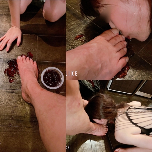 踏みつぶしゼリー床から直喰い・床全部舐め🍇今日もいます！　画像１